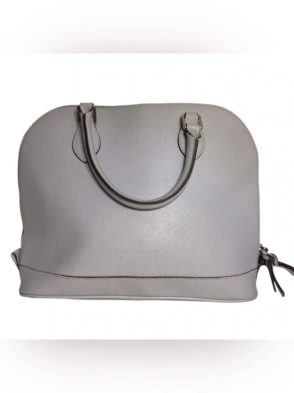 Dooney & Bourke Light Gray Saffiano Zip Zip Dome Satchel with Gold Hardware